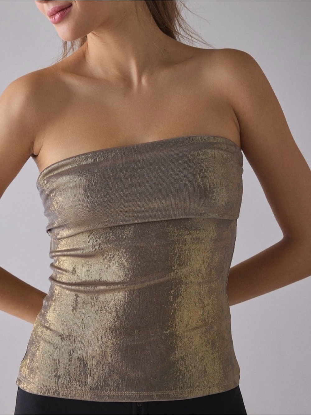 Urban Outfitters Metallic Gold Strapless Tube Top